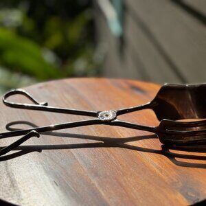 Mid-Century modern E.P. Zinc Silver Plated Scissor Tongs